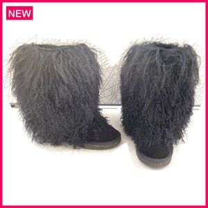 Real Mongolian Sheep Fur Knee High Winter Snow Boots Women's Size